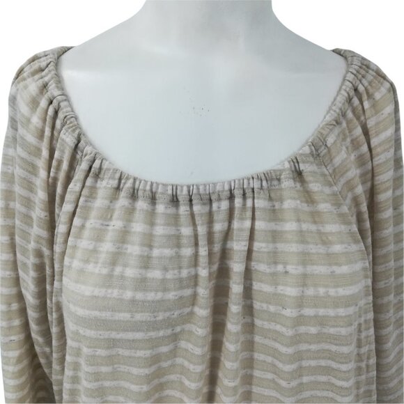 LOFT Beige Striped Long Sleeve Top - Picture 2 of 12
